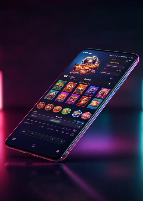 A vibrant screenshot of Betman Casino's user interface displaying popular slot games and promotional offers, representing a premium gaming experience.